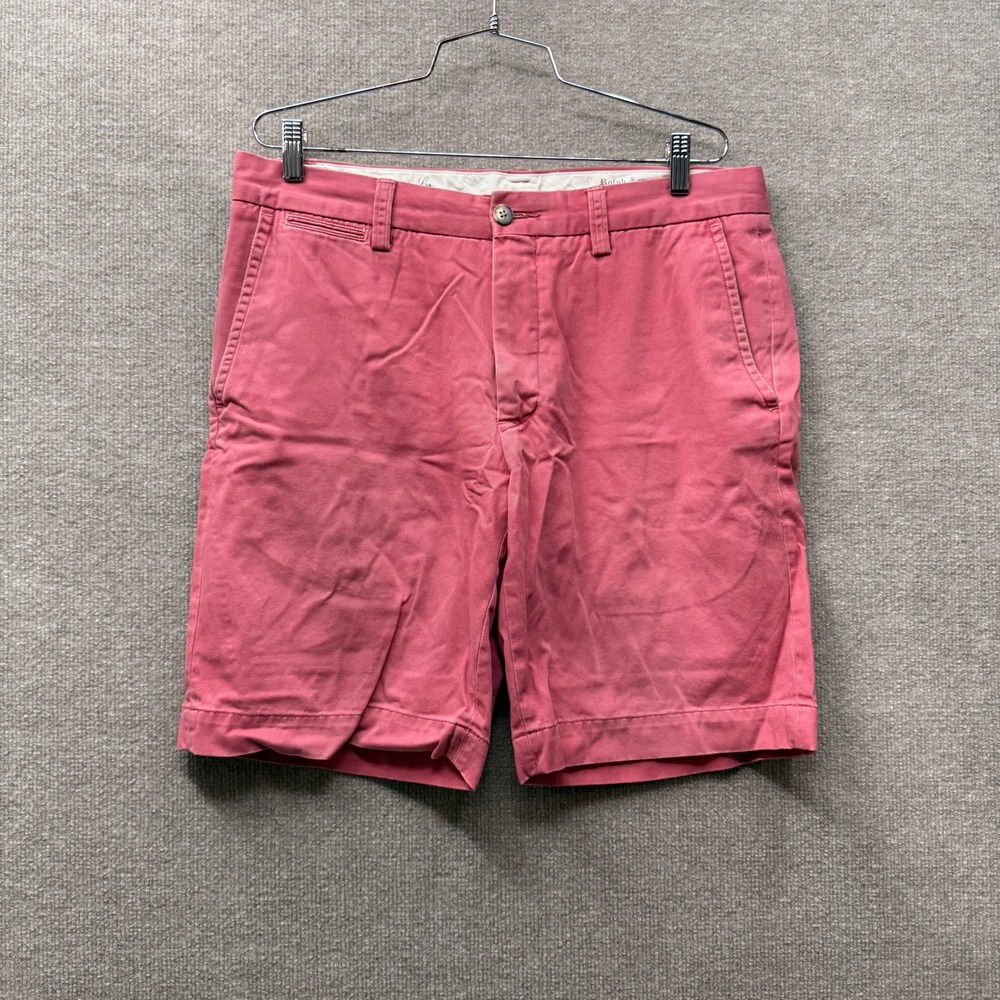 Polo Ralph Lauren Mens Salmon Pink Chino Shorts Nautical Crest Size 34 Cotton - Picture 1 of 11